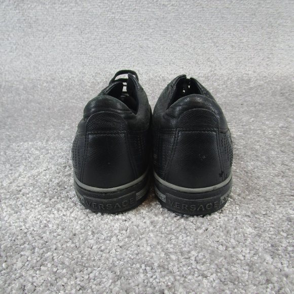 Ginanni Versace Sneakers Mens Size 41.5 Eu 8.5 Us Black Leather Geometric Patter - Picture 5 of 8